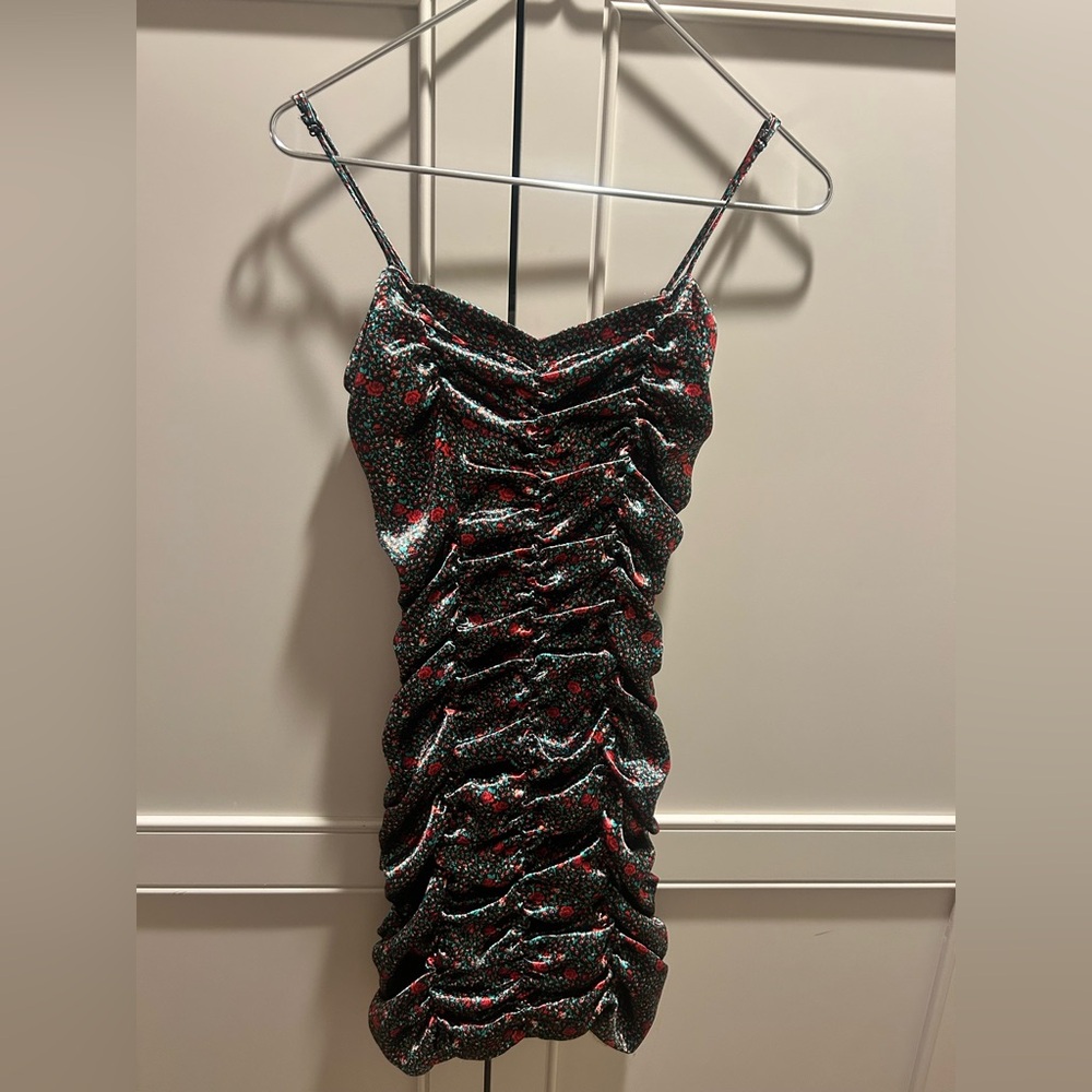 Urban Outfitters Ruched Floral Spaghetti Strap Dress